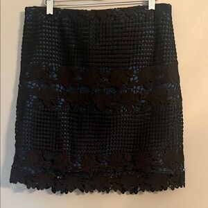 LOFT Blue and Black Crochet Lace Overlay Skirt Size 6